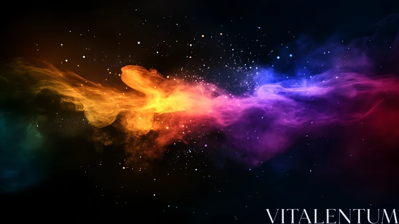 Radiant multicolor nebula cloud stretches across deep space