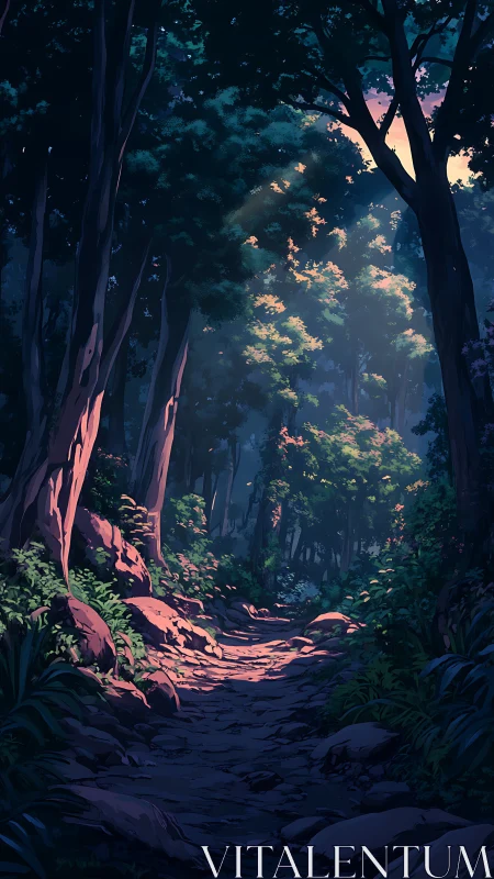 Glowing Path Through the Ancient Forest.