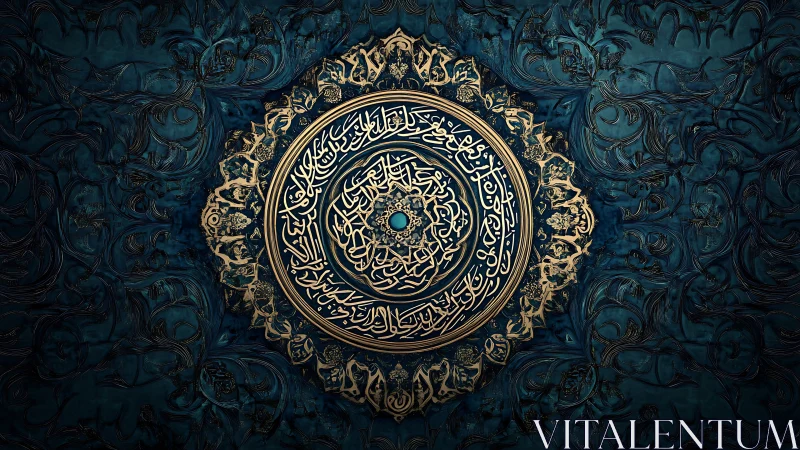 Circular Arabic calligraphy medallion forms layered radial design