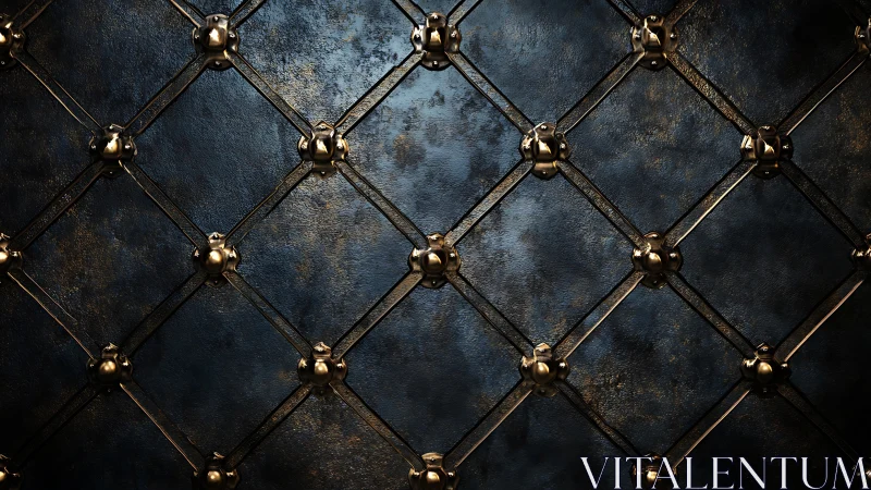 Midnight lattice of burnished brass and stormy leather.