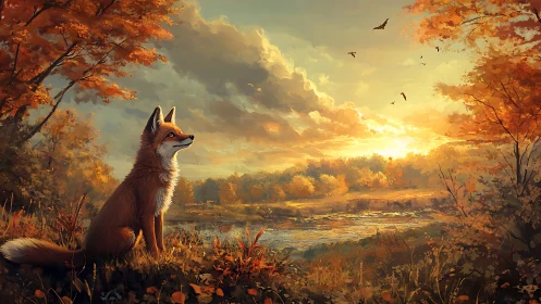 Sun-drenched fox pauses to listen to autumn&rsquo;s glowing hush