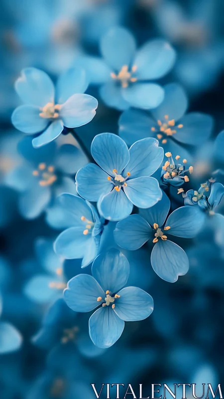 Delicate Blue Flowers with Ethereal Shallow Depth of Field.