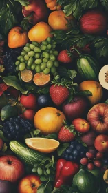 Colorful harvest of fresh fruits invites a joyful close look