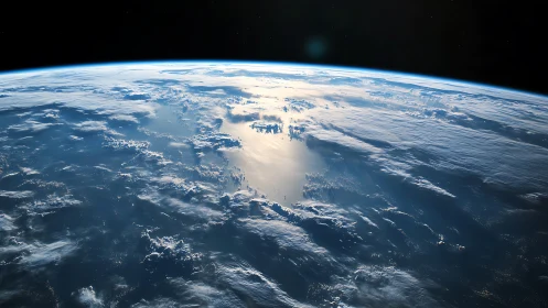 Low Earth orbit view captures sunlit oceanic cloud systems