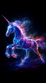 Luminous cosmic unicorn galloping through swirling starlight.