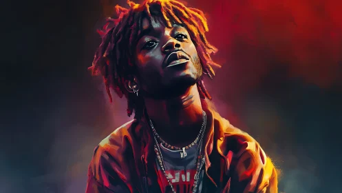 Portrait of young man in vivid digital painting style.