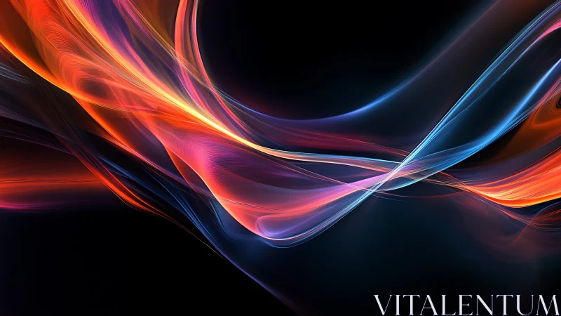 Abstract light waveforms in red and blue on dark background.