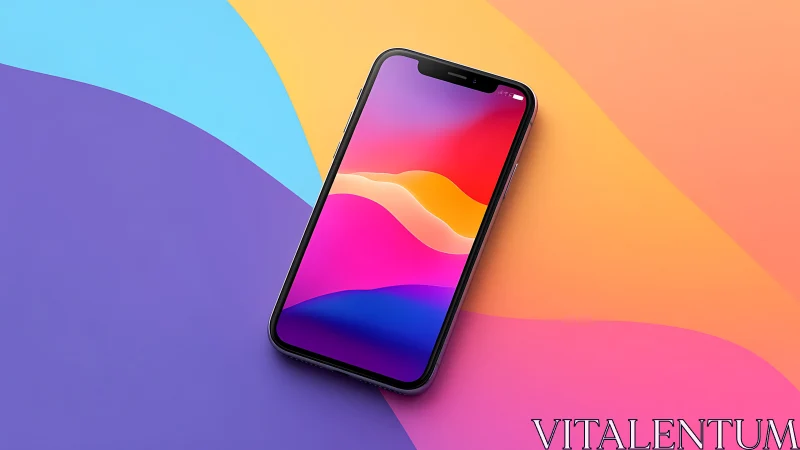 Modern Smartphone Glows Within Kaleidoscopic Gradient Dreams.