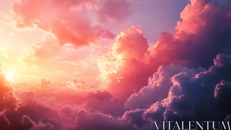 Radiant sunset cumulonimbus rendered in luminous digital color