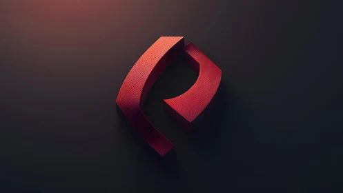 Modern abstract red geometric 3D logo on dark background.