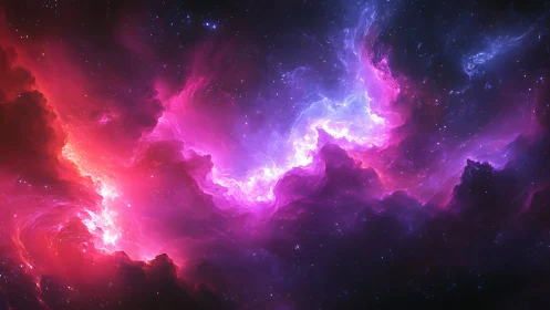 Nebula waves argue in neon, sculpting a restless cosmic sea