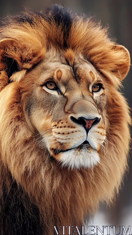 Majestic male lion portrait rendered in sharp photoreal detail