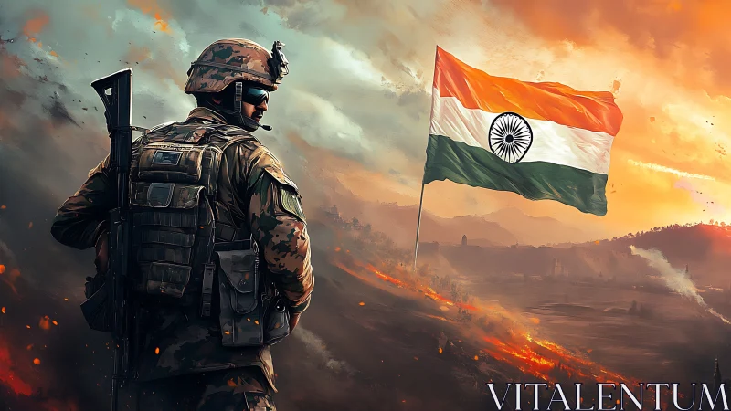 Indian soldier stands guard as tricolour rises over battlefront