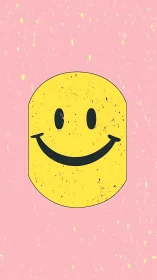 Cheerful yellow smiley brightens a softly speckled pink day