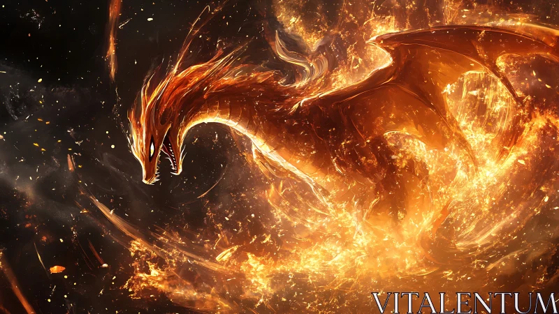 Volumetric fire-dragon vortex rendered in high-energy detail.