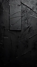 Nocturne of fractured panels in deep black relief abstraction.