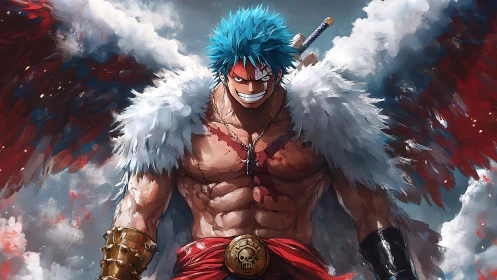 Winged brawler of the stormfront skies, grinning for battle.