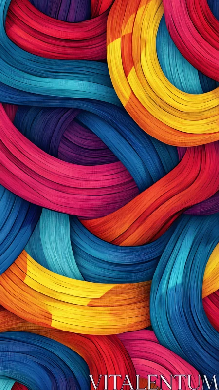 Interwoven multicolor ribbons create dense flowing pattern