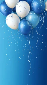Blue and White Balloons Dancing in Festive Celebration