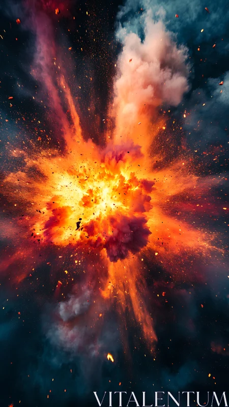 High-intensity fireball explosion with multicolor shock cloud