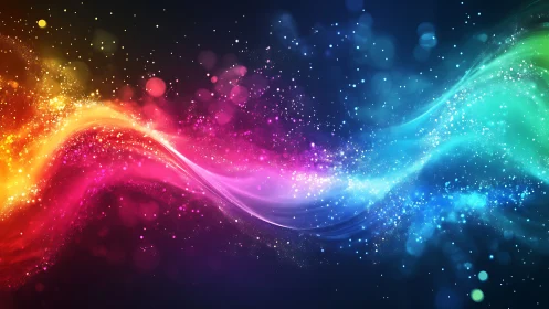 Digital painting of prismatic energy waves in dynamic motion.