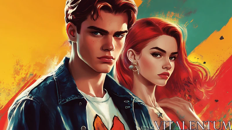 Stylized teen duo framed by bold neon brush strokes.