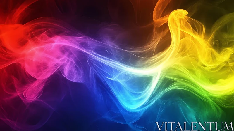 Chromatic smoke currents braid light into a prismatic river