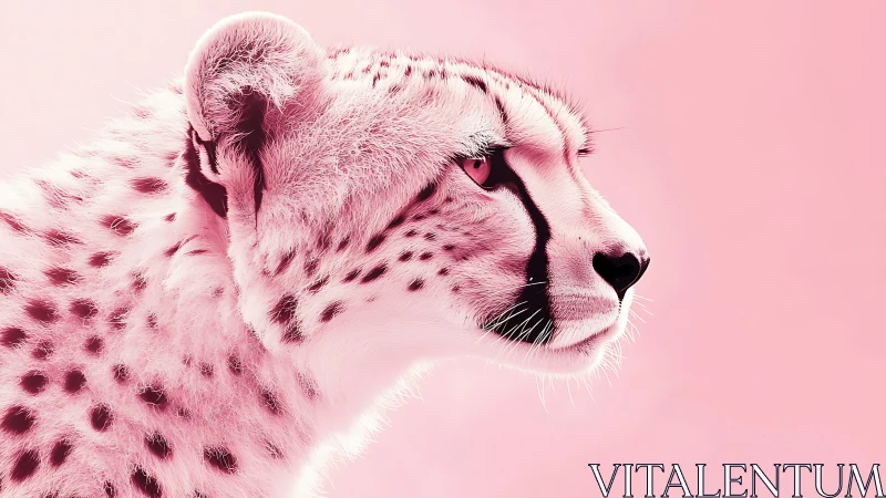Pink Cheetah Profile in Monochromatic Gradient