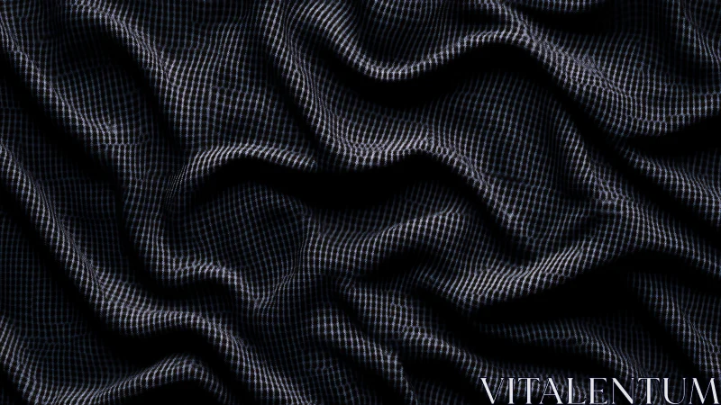 Dark checkered fabric surface forms deep rhythmic folds