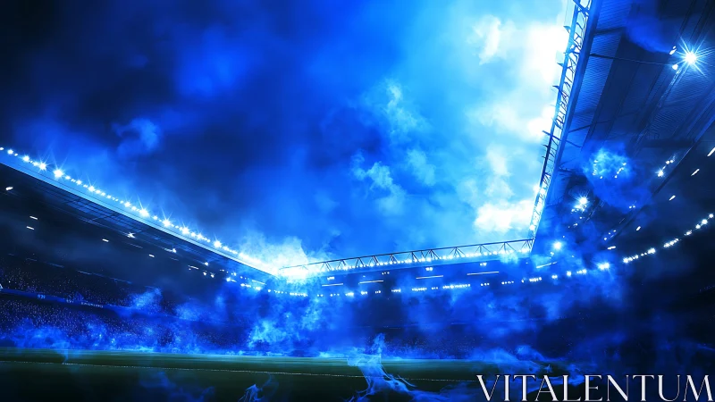 Electric blue stadium night swirling with luminous stormlight.