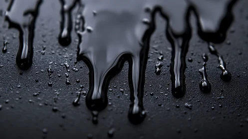 Midnight ink rivers slide across a brooding matte void.