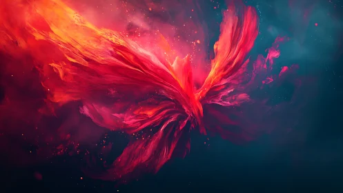 Flaming nebula unfurls wings like a cosmic phoenix in flight