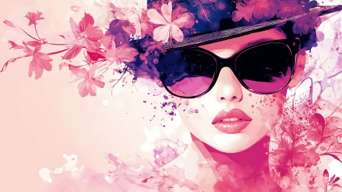 Floral shades and soft pink style surrounding a cool gaze.