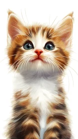 Digitally Rendered Orange Tabby Kitten Portrait with Detailed Fur Rendering