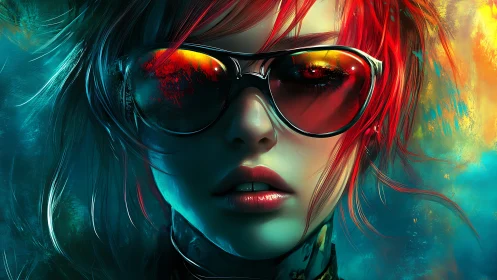 Cyberpunk portrait of neon-lit hacker with reflective visor.