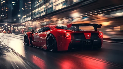 Scarlet street missile slicing neon city midnight air.