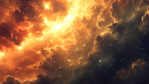 Stellar nebula cloudscape renders incandescent plasma gradients