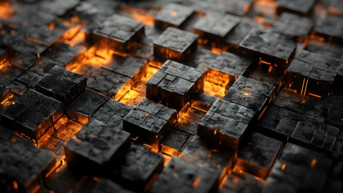 Glowing Abstract Cubes in a Futuristic Digital Style.