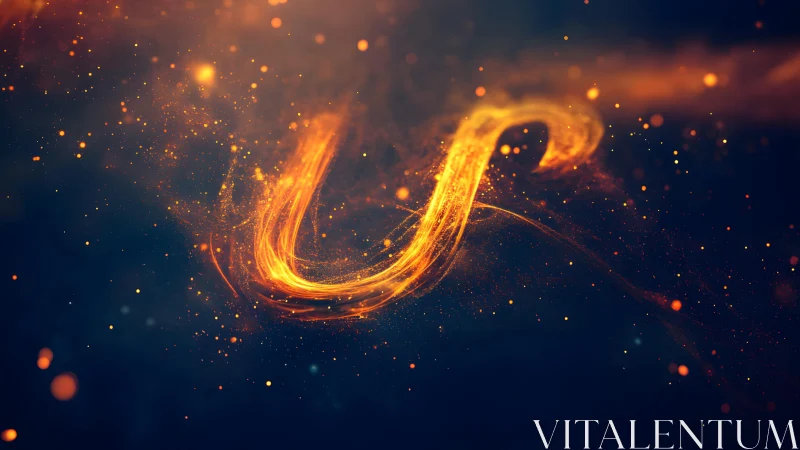 Glowing fiery abstract letter U and S on dark cosmic background.