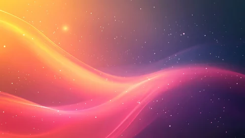 Radiant nebula waves curve through glowing cosmic gradient