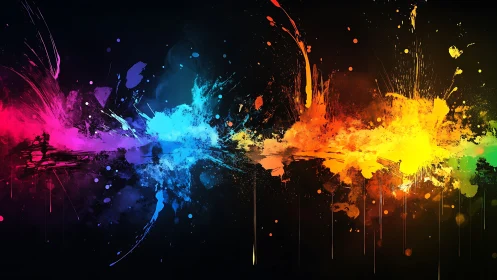 Radiant splashes of color dancing across dark canvas.