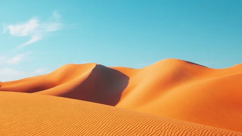Sunlit desert dunes under vivid turquoise sky glow.