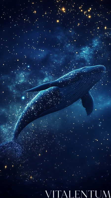 Astral cetacean composed of stellar particulates in deep cosmos.