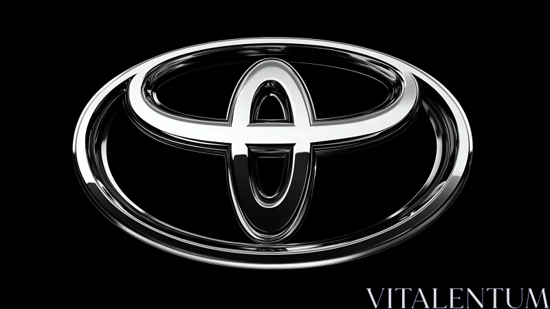 Chromed triple-ellipse automotive emblem under studio keylight.