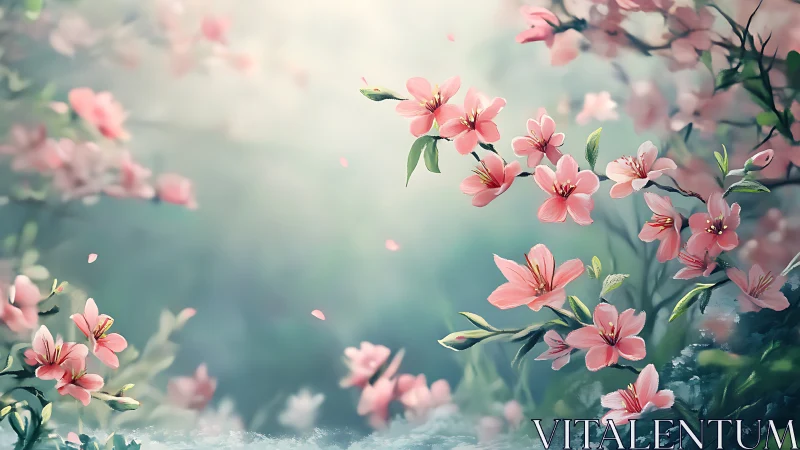 Pink Blossoms Botanical Study Depth Field