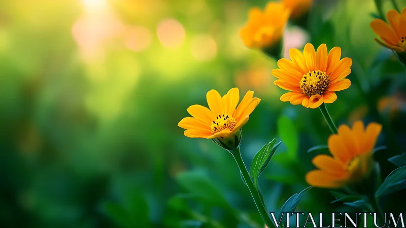 Sunlit marigold blossoms share a gentle morning welcome