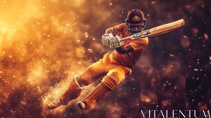 Ember drenched batsman carves molten light across the pitch