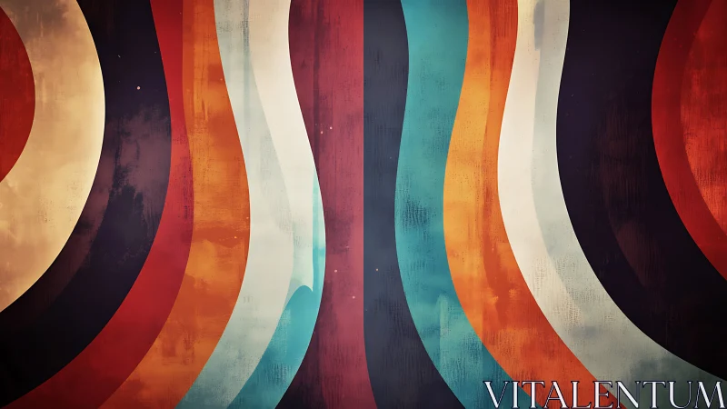 Retro curved stripes form bold textured abstract field.