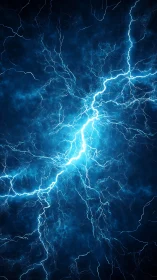 Electric blue lightning network on deep stormy background.
