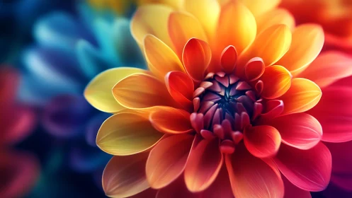 Dahlia specimen with layered petals and graduated color transitions.